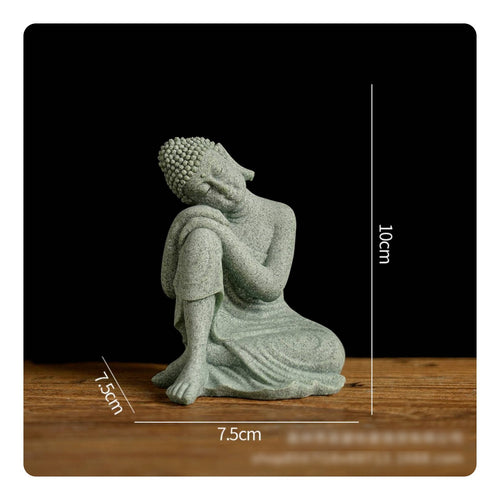 3 Pieces Stone Buddha Decor Tea Pet Buddha Statue Set for Desk