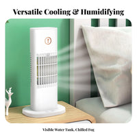 Cools & Humidifies USB Powered Mini Air Cooler Nano Mist Portable Desktop Air Cooler Adjustable Wind Speed for Students, Bedroom, Dorm Room