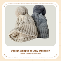 Women's fleece-lined knit hat, thick and warm