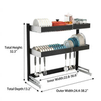 Dish Rack and Dish Drainer with Utensil Holder, 2-Tier Over Sink Kitchen Sink Organiser