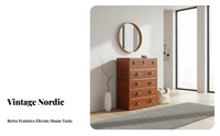 Retro Design 5-Drawer Trunk design Chest Distressed Finish 5-Drawer upright Cabinet Rivet features Storage Furniture Handmade Craftsmanship for Homeowners, Interior Decorators, Office Workers, Living Room, Entryway, Hallway, Bedroom