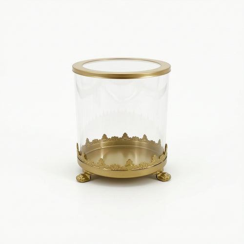 Glass Holder with Claw Feet Embossed Decorative Container for Vanity, Dresser