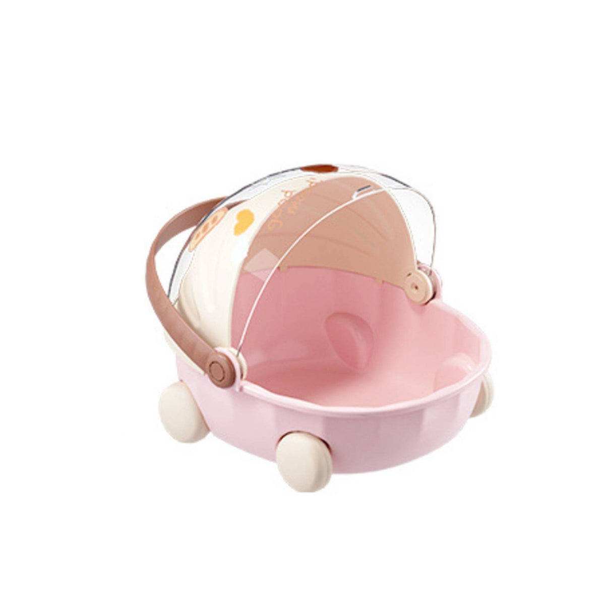 Clear View Lid Doll Cradle Display Case Dustproof Baby Carriage Storage Box Portable Doll Storage Carrier for Collectors