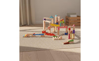 100 Pieces Wooden Marble Run Parent-Child Interaction Ball Track Building Blocks Paint Block Set for Children