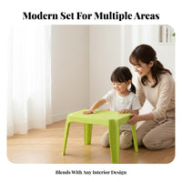 Easy to Clean Kids Plastic Table and Chair Set Long-Lasting Childrens Plastic Table Space-Saving children's Play Chair Rounded Edges for Toddlers, Preschoolers, Kindergarten, Daycare, Living Room, Classroom