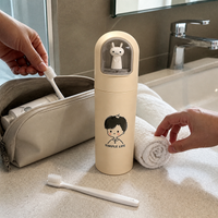 Portable Travel Mouthwash Cup Toothbrush Holder Storage Case for Couples
