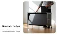 Central-Century Modern Design Bauhaus Design Storage Cabinet Sturdy Construction Multi-Tier Audio Collection Player Stand Heavy Duty Audio Collection Player Stand Easy Assembly for Entryway, Living Room, Home Office