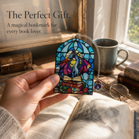 Fantasy Stained Glass Style Acrylic Bookmark with Dragon Pattern