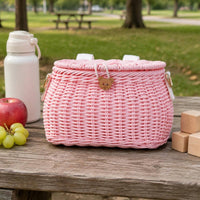 Rattan Basket Backpack Multi-Use Woven Kids Backpack Multifunctional for Scooter