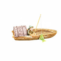 Aquatic Aquarium Landscape Boat Handmade Floating Boat Ornament for Garden
