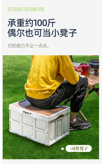 户外露营桌子小收纳箱折叠便携式野营野炊桌野餐桌椅装备用品全套 【大号56L】靓丽黑+可折叠+实木面板+大储物