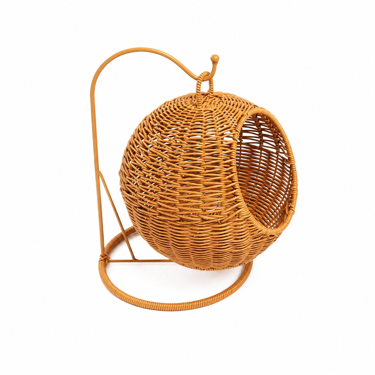 Hanging Basket with Stand Handwoven Countertop Fruit Holder Boho for Kitchen