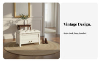 Upholstered Entryway Stool with Drawer Traditional design Design Cushioned Storage Seat Multi-Functional Sturdy Construction