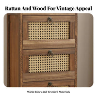 Woven Drawer End Table Nordic Design Nightstand space-saving Size for Living Room