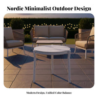 4 Pieces 4-Piece Woven Lounge Furniture Nordic Design & Aesthetic Patio Seating Set Modern Design Weather-Resistant for Balcony