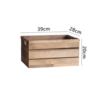 Storage Basket with Leather Straps Rectangular Wooden Container with Handles Portable Wooden Storage Bin for Countertop, Kitchen