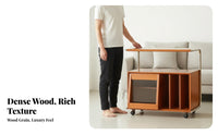 Movable Design Mobile Lectern Side Table Multi-Functional Household Furniture Vintage Inspired Accent Cabinet Integrated Storage Shelf for Apartment Dwellers, Homeowners, Book Lovers, Living Room, Bedroom, Home Office