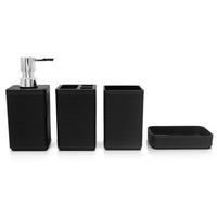 Minimalist Bathroom Toiletry Set of 4 with Lotion Pump, Cup, Soap Dish, Toothbrush Holder, Towel
