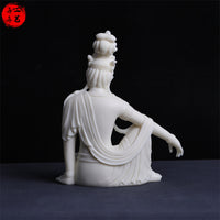 仿象牙果水月自在观音佛像中式禅意自在观世音菩萨像客厅玄关摆件