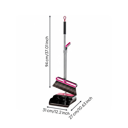 Hair Resistant Broom Set Rubber Lip Broom and Dustpan Set Floor Sweep Kit