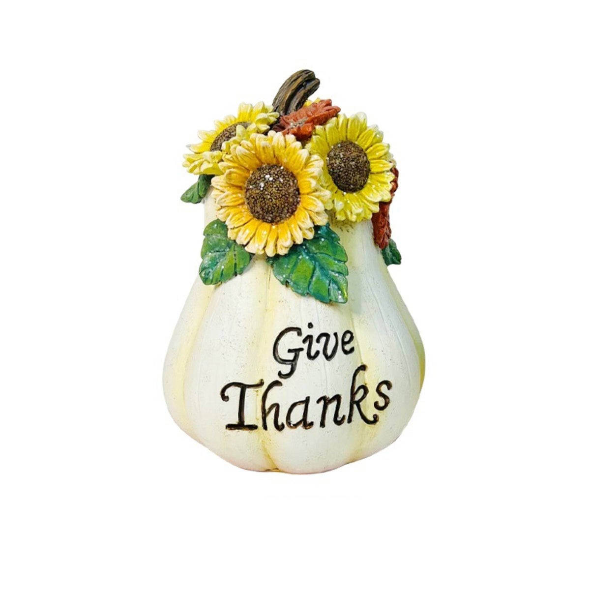 Pumpkin Figurine Carved Pumpkin with Sunflowers Harvest for Tabletop