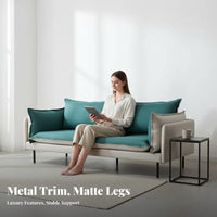 Nordic design 2-Seater Fabric Sofa Light Luxury Aesthetic Loveseat space-saving Size Upholstered Couch Minimalist Design for Apartment Dwellers, Young Adults, Office Workers, Small Spaces, Living Room, Bedroom