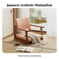 Japanese Zaisu Chair Rear Rearrest Legless Armchair Space-Saving Removable Pad for Adults, Meditators, Bedroom, Studying