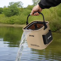 Foldable Fishing Bucket, Portable Foam Cube for Live Fish, with Handle, Desert Yellow