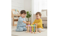 Developmental Wooden Pounding Toy with Mallet Sensory Pounding Bench with Mallet Compact Wooden Hammer Toy Rounded Edges for Toddlers, Playroom