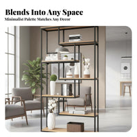 Room Divider with Shelves Multi-Functional Industrial Bookshelf with Cabinet Multifunctional Freestanding Partition Shelf for Entryway, Restaurant