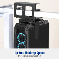 PC Case Hanging Rack, No-Drill Desk Mount, Adjustable Clamp Desktop Organizer