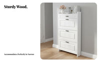 Tipping Footwear Storage Unit Tip-Out Drawers Flip Drawer Footwear Storage Unit Large Capacity for Apartment Dwellers, Homeowners, Hallway