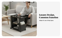 C-Shaped Rolling Table Modern aesthetic Nightstand 2-Tier Storage for Remote Workers