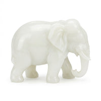 Jade Stone Elephant Ornament, Elephant Statue Jade Stone, Chinese Elephant Figur #variant:Chinese, Curved Trunk Elephant