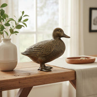 2 Pieces Cast Iron Duck Sculpture Handmade Look Duck Garden Statue Heavy Duty