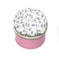 Pumpkin Pin Cushion Storage Box Handmade Crafting Tool Textile Top Sewing Tin