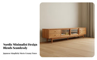 Minimalist Design Solid Wood TV Cabinet Long-Lasting Cherry Wood Media Console Multi-Use TV Stand Cabinet Large Storage for Apartment Dwellers, Homeowners, Families, Den, Bedroom, Home Office