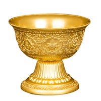 High-Footed Eight Auspicious Symbols Water Offering Bowl for Buddhist Altar