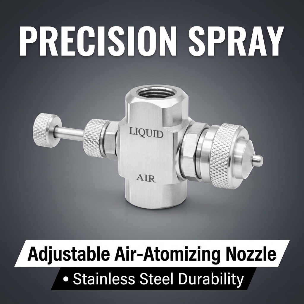 Adjustable Copper Spray Tip for Coating Applications, Liquid Spraying, Industrial Misting Nozzle, Two Fluid Siphon Spray Head