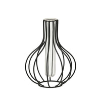 Glass Vase with Metal Frame Transparent Wire Frame Vase Clear for Dining Table