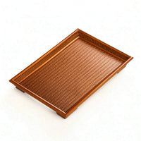 Serving Tray with Woven Central Panel Portable Bamboo Serving Tray Versatile for Tabletop Display