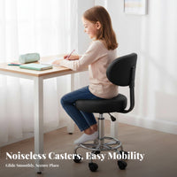 Adjustable Padded Round Stool Thickened padding Height-Adjustable Caster Stool
