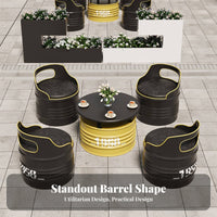 Oil Drum Table and Chair sturdyDuty Construction Oil Drum Furniture Set Space-Saving Rounded borders for Man Cave, Garage, Patio