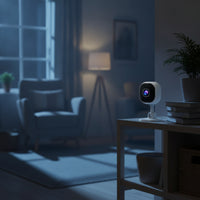 Compact Security Camera with Mounting Plate Smart Pan and Tilt Camera Tabletop from Anywhere Access for Parents