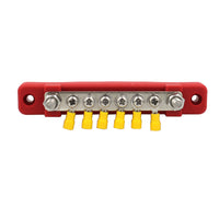 RV Marine 150A Busbar 6-Way Terminal Block with 6 Yellow Terminals, Straight Single Row with Transparent Cover