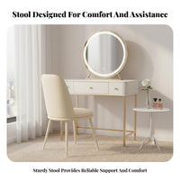 Round plush Pouf Multifunctional Vanity Stool Comfortable Seating Elegant Design for Makeup Users, Women, Bedroom, Office, Dorm