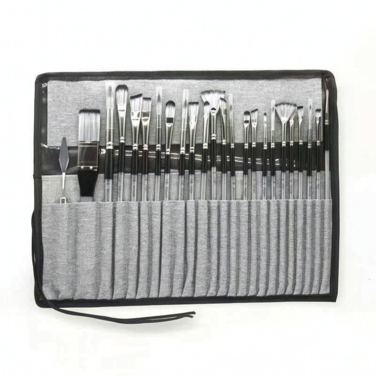 24 Pieces Portable Paint Brush Set with Canvas Roll Case Organized Travel Brush Set with Canvas Roll Case No Shedding Synthetic Nylon Brushes Professional for Sketching