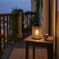 Iron Lantern with Handle Openwork Perforated Metal Lantern Long-Lasting