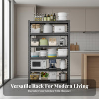 Mobile Storage Shelf Large Capacity Metal Kitchen Utility Cart Space-Saving Design Floor Standing Organizer Rack for Pantry, Washroom, Garage