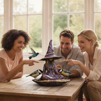 Meditating Witch Bird Feeder Purple Witch Statue Feeder Weather-Resistant